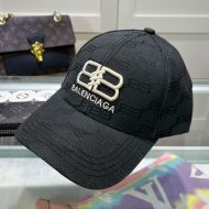 Balenciaga Allover BB Logo Embroidered Cap In Black