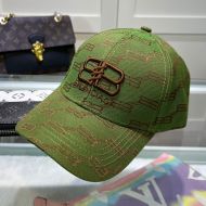 Balenciaga Allover BB Logo Embroidered Cap In Green