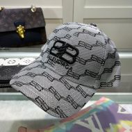 Balenciaga Allover BB Logo Embroidered Cap In Grey