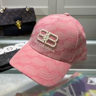 Balenciaga Allover BB Logo Embroidered Cap In Pink