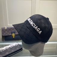 Balenciaga Allover Logo BB Embroidered Cap In Black