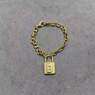 Balenciaga B Lock Pendant Chain Bracelet In Gold