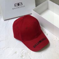 Balenciaga Embroidered Cap Cotton In Burgundy