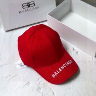 Balenciaga Embroidered Cap Cotton In Red