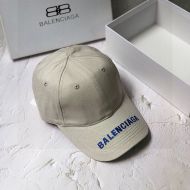 Balenciaga Embroidered Cap Cotton In White/Blue