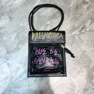 Balenciaga Explorer Pouch With Strap In Graffiti Lambskin Black