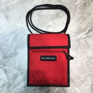 Balenciaga Explorer Pouch with Strap In Patched Canvas Red