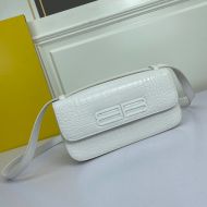 Balenciaga Medium Gossip Bag In Crocodile Embossed Leather White