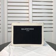 Balenciaga Navy Pouch With Strap In Canvas Black/White