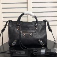 Balenciaga Small Classic City Shoulder Bag In Goatskin Black/Silver