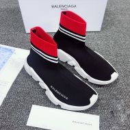 Balenciaga Speed Sneakers Unisex Strips Knit Black/Red