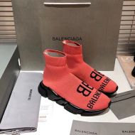 Balenciaga Speed Sneakers Unisex BB Logo Knit Pink