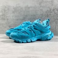 Balenciaga Track Sneakers Unisex Metallic Leather and Mesh Teal