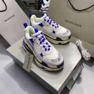 Balenciaga Triple S Sneakers Unisex Multi-Patches Leather and Mesh Grey/Blue