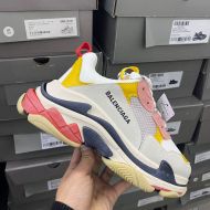 Balenciaga Triple S Sneakers Unisex Multi-Patches Leather and Mesh Grey/Yellow