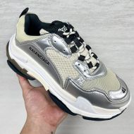 Balenciaga Triple S Sneakers Unisex Multi-Patches Leather and Mesh Silver/Black