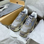 Balenciaga Triple S Sneakers Unisex Multi-Patches Leather and Mesh Taupe/Grey