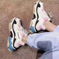 Balenciaga Triple S Sneakers Women Leather and Mesh Beige/Pink