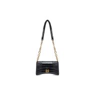 Balenciaga XS Downtown Shoulder Bag with Chain In Crocodile Embossed Leather Black/Gold