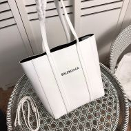 Balenciaga XS Everyday Tote In Grained Calfskin White