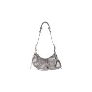 Balenciaga XS Le Cagole Shoulder Bag In Embossed Leather Grey/Silver