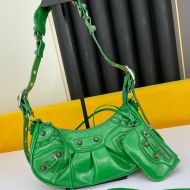 Balenciaga XS Le Cagole Shoulder Bag In Embossed Leather Green