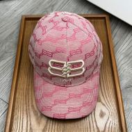 Balenciaga Allover BB Paris Embroidered Cap In Pink