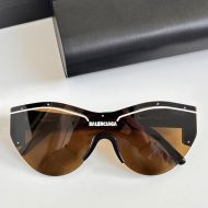 Balenciaga BB004S Shield Sunglasses In Black/Brown