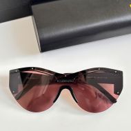 Balenciaga BB004S Shield Sunglasses In Black/Burgundy