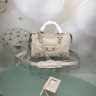 Balenciaga Classic City Shoulder Bag In Edged Goatskin Beige