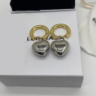 Balenciaga Heart Pendant Hoop Earrings In Gold/Silver