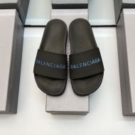 Balenciaga Pool Slides Unisex Rubber Black/Blue