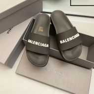 Balenciaga Pool Slides Unisex Rubber Black/White