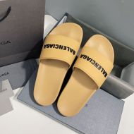 Balenciaga Pool Slides Unisex Rubber Khaki