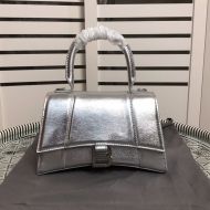 Balenciaga Small Hourglass HandBag In Calfskin Silver