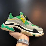 Balenciaga Triple S Sneakers Unisex Leather and Mesh Grey/Green