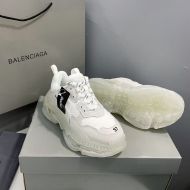 Balenciaga Triple S Sneakers with Clear Sole Unisex Leather and Mesh White