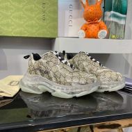 Balenciaga Triple S Sneakers with Clear Sole Unisex GG Supreme Leather and Mesh Beige/White