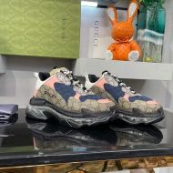 Balenciaga Triple S Sneakers Unisex GG Supreme Patchwork Beige/Blue