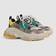 Balenciaga Triple S Sneakers Unisex GG Supreme Patchwork Beige/Green