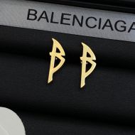 Balenciaga Typo Metal Earrings In Gold