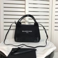 Balenciaga XS Navy Cabas In Canvas Black