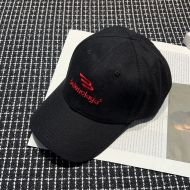 Balenciaga 3B Logo Baseball Cap Cotton In Black/Red