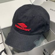 Balenciaga 3B Logo Embroidered Cap In Black/Red