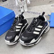 Balenciaga X Adidas Triple S Sneakers Unisex Leather and Mesh Black/White