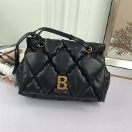 Balenciaga B Flap Bag In Quilted Nappa Leather Black