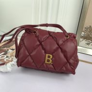 Balenciaga B Flap Bag In Quilted Nappa Leather Burgundy