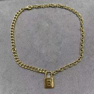 Balenciaga B Lock Pendant Chain Necklace In Gold