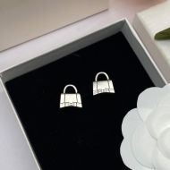 Balenciaga Bag Stud Earrings In Silver