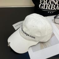 Balenciaga Bal.com Front Piercing Cap Cotton Drill In White